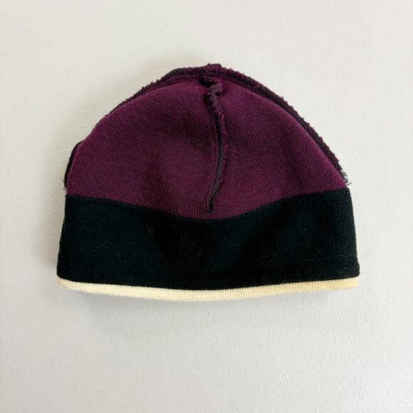 JYTTE Wool Knit Winter Beanie Cap Snow Hat Maroon Purple Stripe Fleece Band - Picture 9 of 11